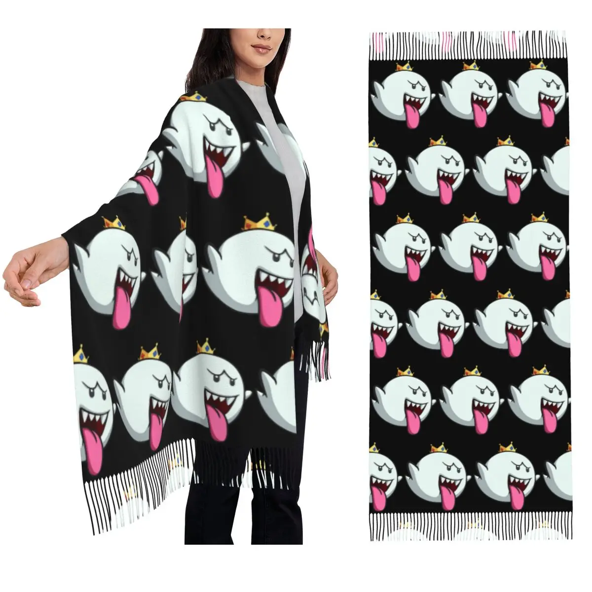 

King Boo шарф с кисточками, женские мягкие теплые шали и накидки, большая осенне-зимняя шаль