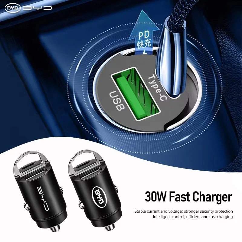 Auto Ladegerät Mini USB Typ-C Schnelle Lade Adapter Zubehör Für BYD Atto 3 Yuan Plus Han tang EV F3 E6 Dmi Song F0 Qin Pro G3
