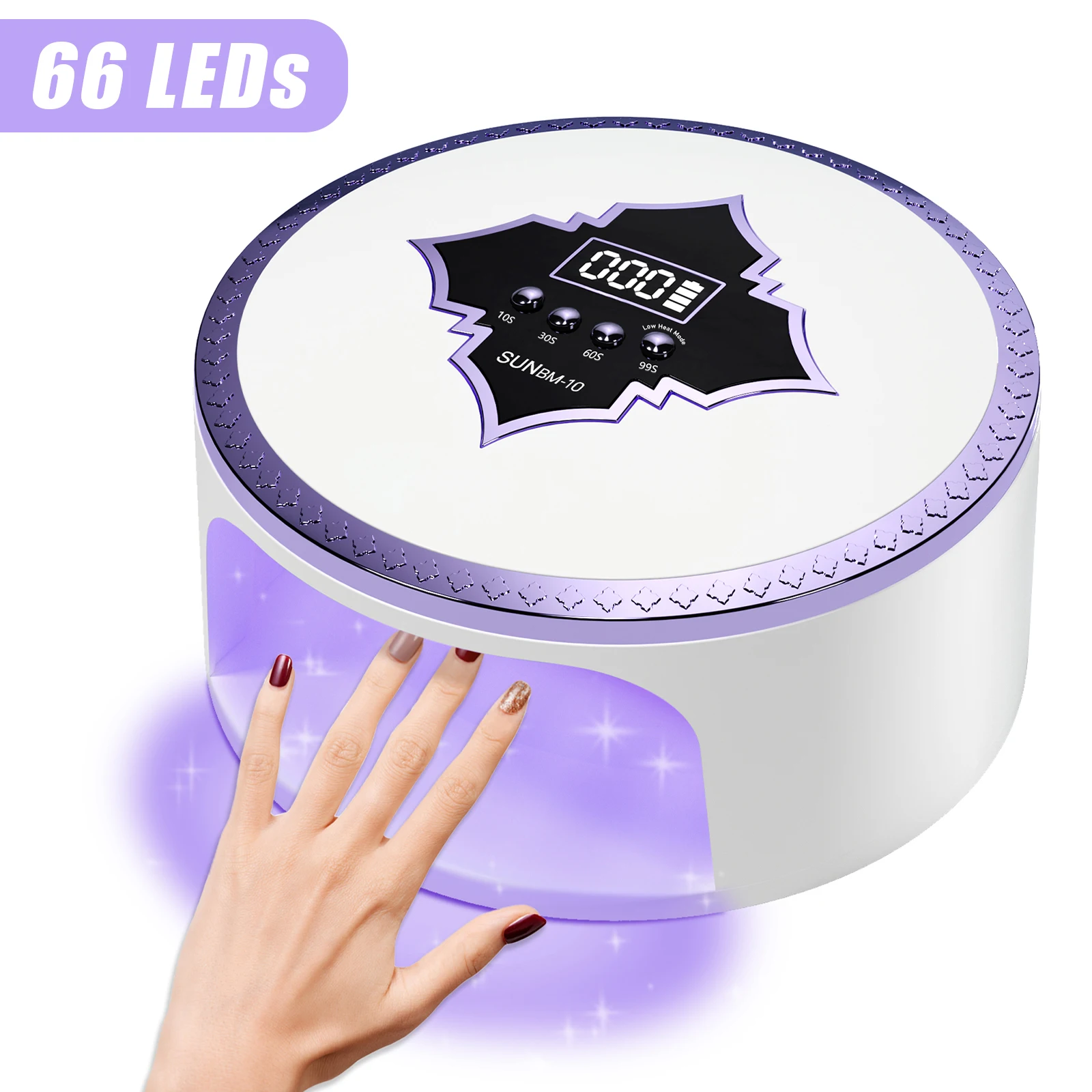 180W UV LED Nail Lamp 66 LEDs Nail Dryer with Auto Sensor Rechargeable Cordless UV Light Cabin Lamp for Manicure Nail Salon