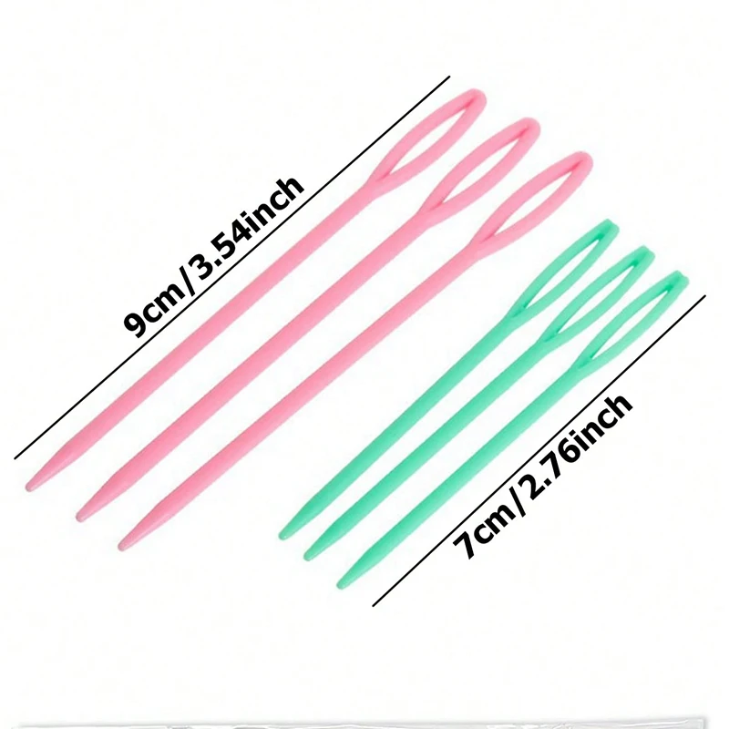 6PCS Colored Plastic Needles Wool Knitting Tools Plastic Large Eye Needle Hand Sewing Accessories Household Knitting Needles TMZ