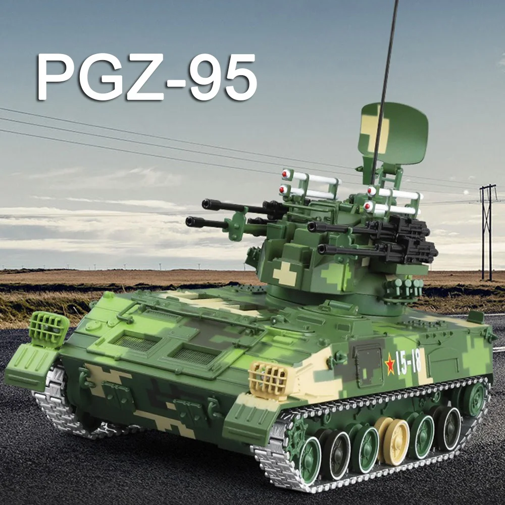 1:28 Alloy Diecast PGZ-95 Tanks Cars Toys Models Wheels Rotate Miniature Vehicles Tailgate Can Opened Tank for Child Adult Gifts