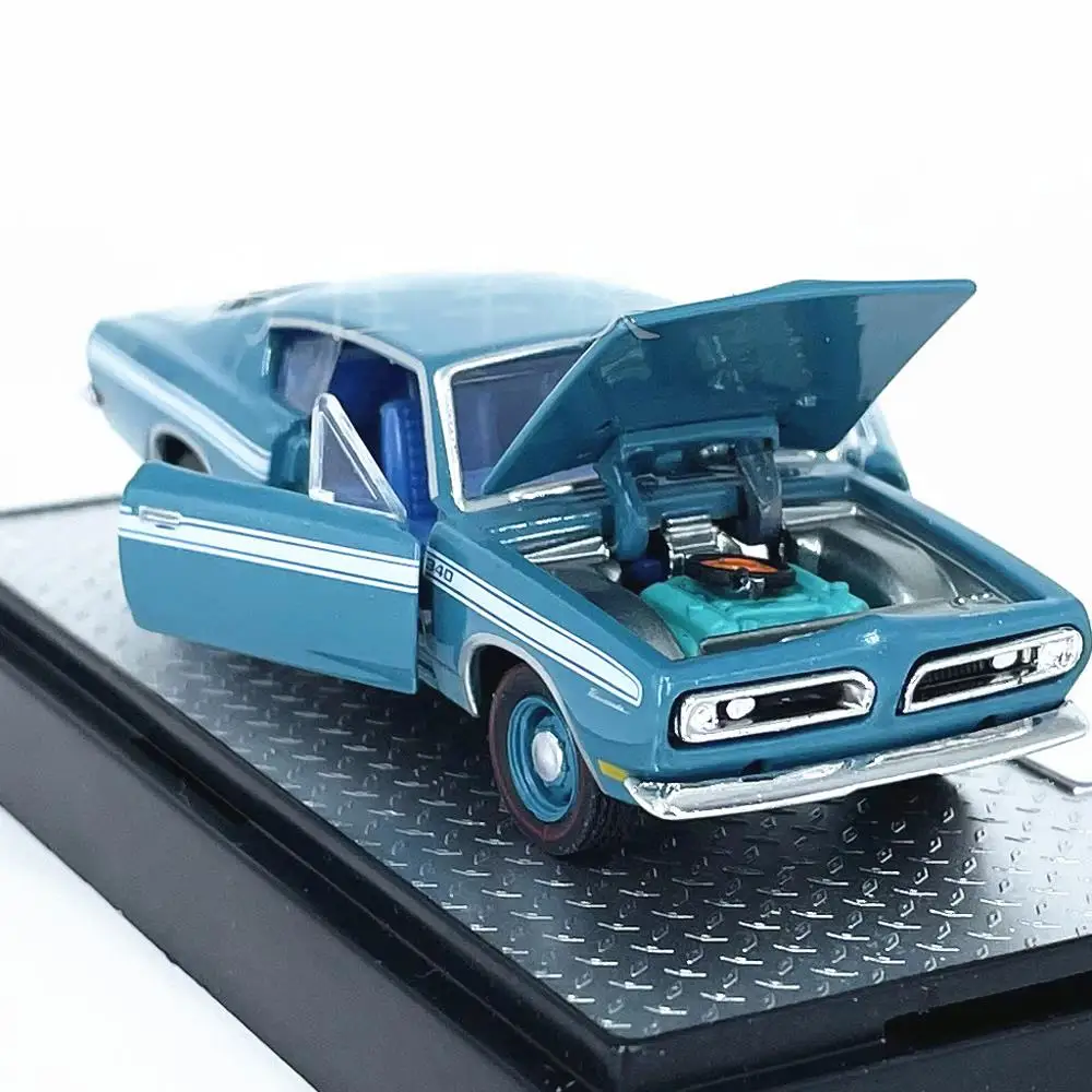 M2 Machines 1/64 1969 Barracuda 340 R60 Blue Die-cast Alloy Car Model Collection Gift Toy