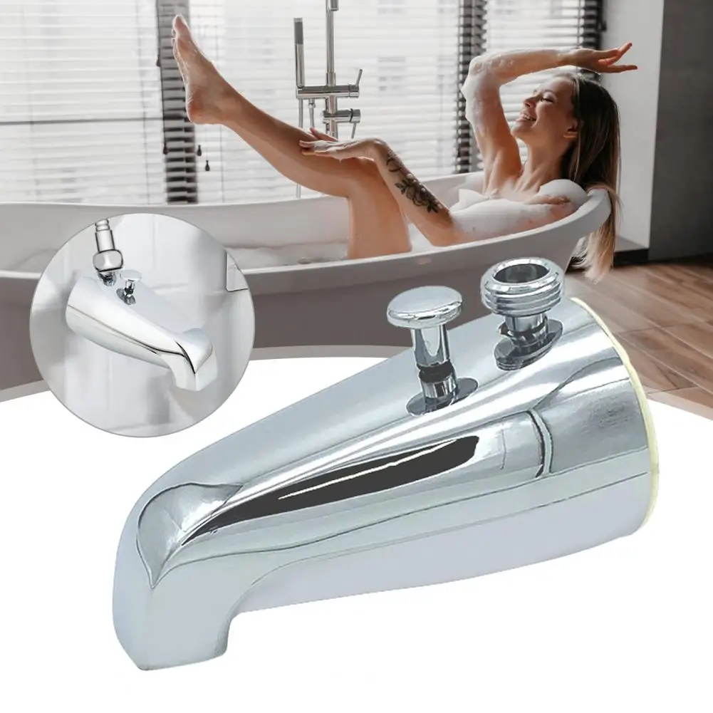 Polished Bathroom Faucet Easy Installation Wall Mount Bathtub Faucet Spout Anti-clog Stainless Steel Push Button Diverter Usa