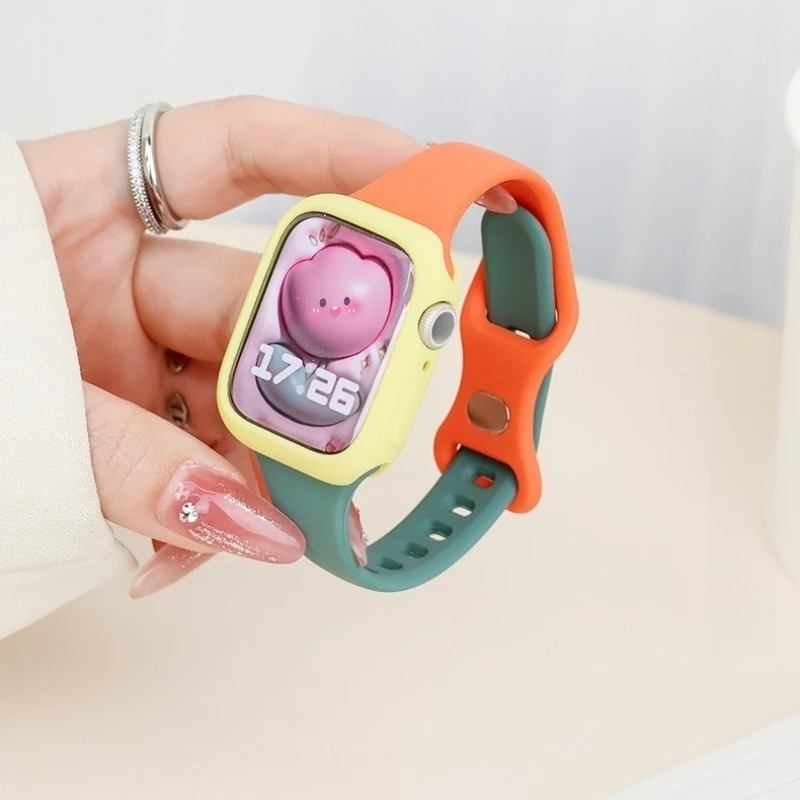 Candy Case + Armband für Apple Watch Serie 9 8 7 45 mm 41 mm 6 5 4 44 mm 40 mm Silikonarmband Correa iWatch SE 3 2 1 38 mm 42 mm
