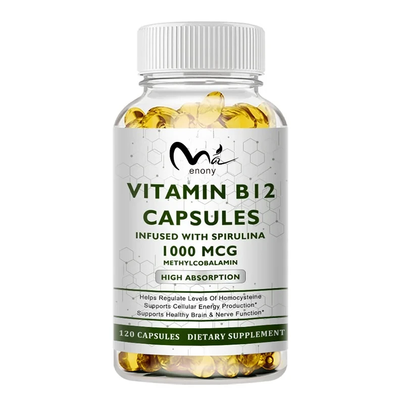 Vitamin B12 Capsules 1000 Mcg for Energy Metabolism, Nervous, Brain, Immune System Health Non-GMO