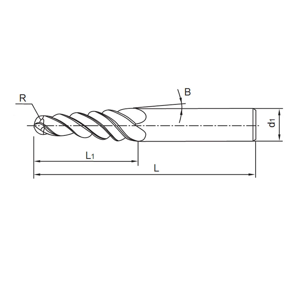 Tapered Ball End Mills Nose Milling Cutter 1/8