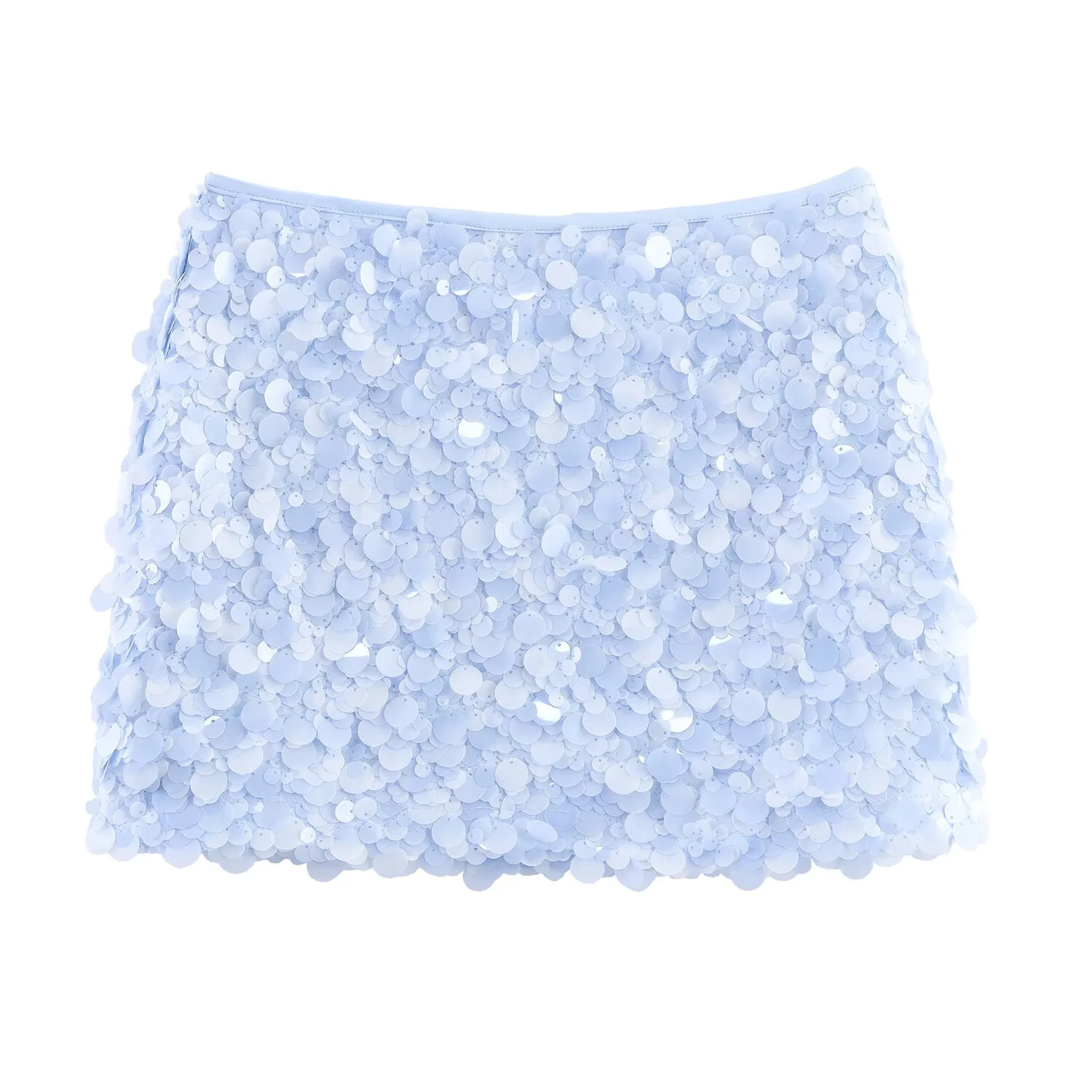 ملابس نسائية صيفية أوروبية وأمريكية جديدة، تنورة قصيرة بسيطة وعصرية بقصة ضيقة على الورك معانقة بالترتر