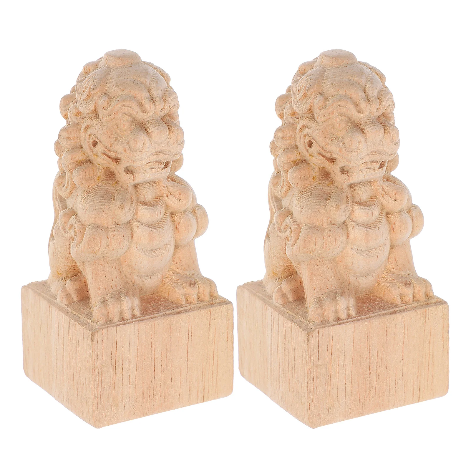 

2 Pcs Carved Furniture Fittings Decorative Finials Fence Caps Delicate Wood Toppers