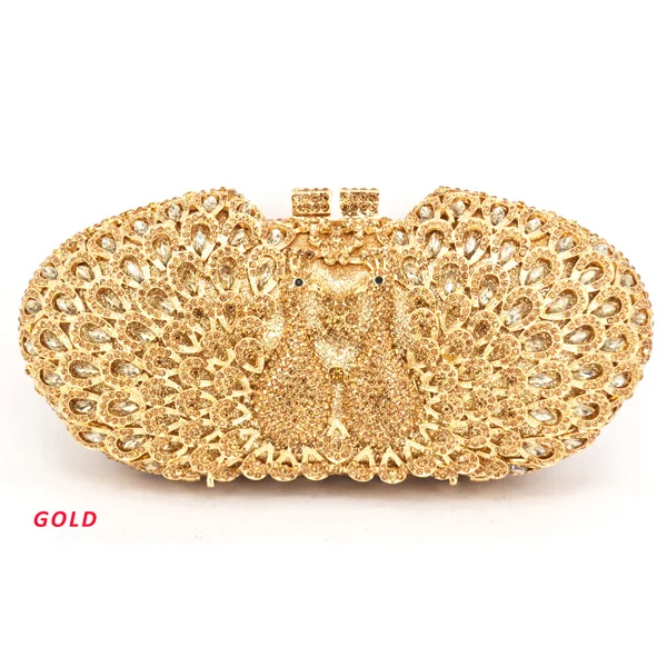 KHNMEET Bling Peacock Day Clutch Party Purse Women Diamond Crystal bag Green Ladies Evening Bags Dinner handbag SC438