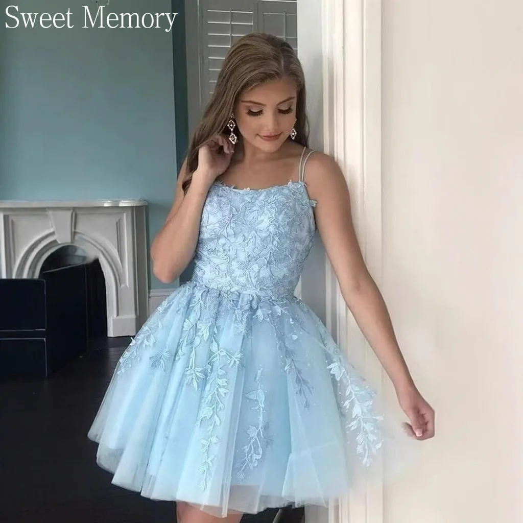 

N1152 Короткие бальные платья для девочек и женщин 2026 Sweet Memory Сексуальное вечернее платье с кружевными ремешками Модное вечернее платье трапециевидной формы длиной до колена