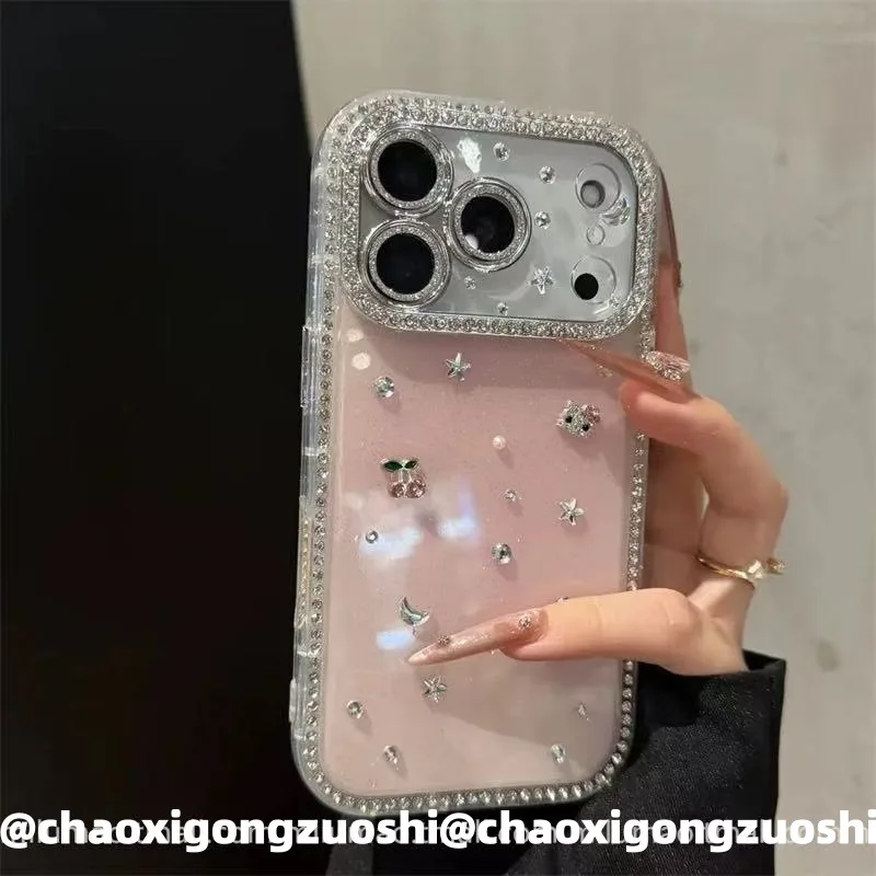 Super good-looking double-sided diamond-encrusted star sticker for iPhone17promax Apple 16 mobile phone case 15 new 14