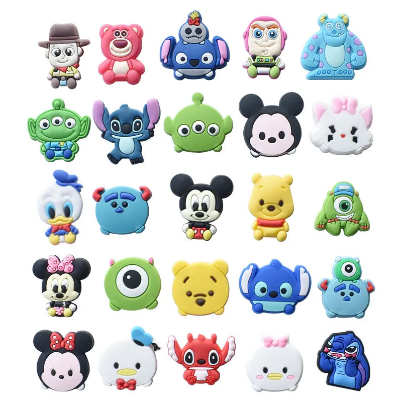 1Pcs Disney Cartoon PVC Shoe Set Crocs Charms Buckle Accessories DIY Cartoon Animals Shoes Charms Decoration for Kids Party Gift