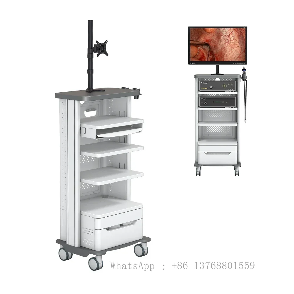 YKD-2101 Medical Hospital Equipment 3 Layers Endoscopy Laparoscopy Cart Tower Trolley