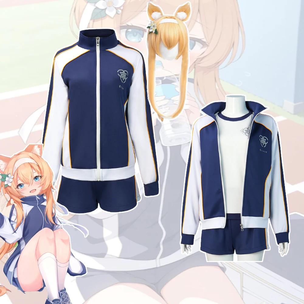 Disfraz de Cosplay de Anime Blue Archive Iochi Mari, Uniforme Deportivo de Gimnasio Hanekawa Hasumi, Conjunto de Chaqueta, Top y Pantalones Cortos para Actuaciones y Disfraces