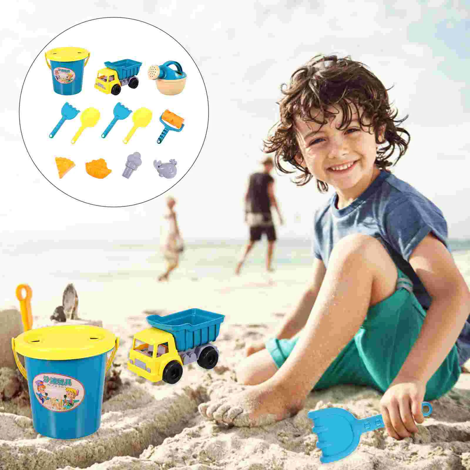 13 Pcs/1 Beach Bucket Kids Summer Toy Childrens Toys The Puzzle Sand for Plastic Sand-excavating Tools Baby