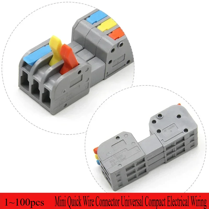 

1~100pcs Mini Quick Wire Connector Universal Compact Electrical Wiring Connectors Push-in Butt Conductor Terminal