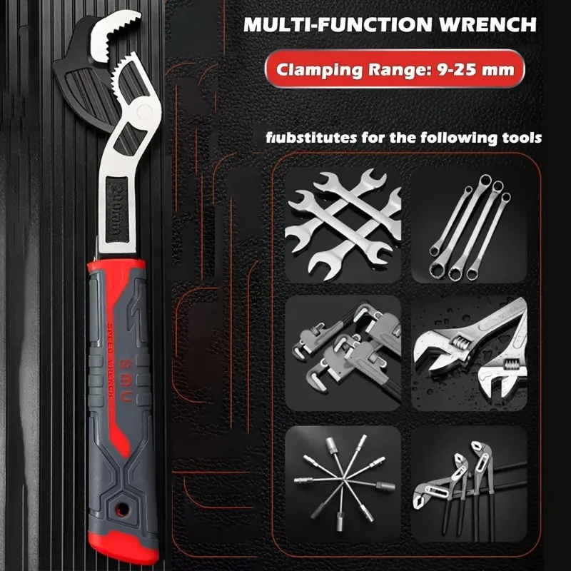 Adjustable Wrench,6”/8”/10”/12”Pipe Wrench, 9/32 to 1-11/16 inch Jaw Open, for Car,Bicycle,Plumbing Repairs