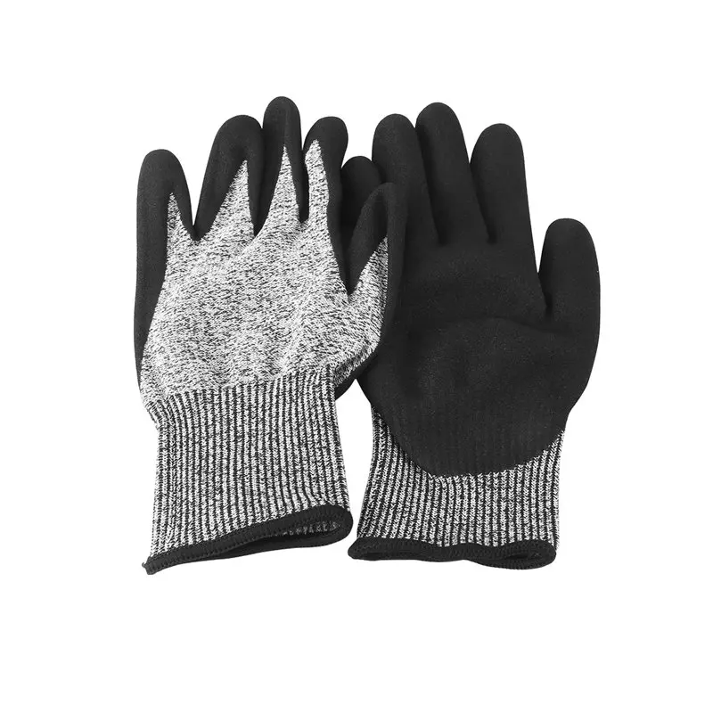 Level 5 Cut Resistant Gloves 3D Comfort Stretch Fit, Durable Power Grip Foam Nitrile, Pass Fda Food Contact, Smart Touch, Thin M