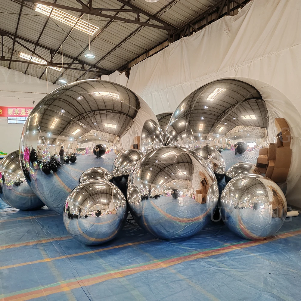 60cm 80cm 100cm 150cm 200cm PVC Inflatable Mirror Ball Sphere/disco Ball Silver Mirror Balloon For Sale