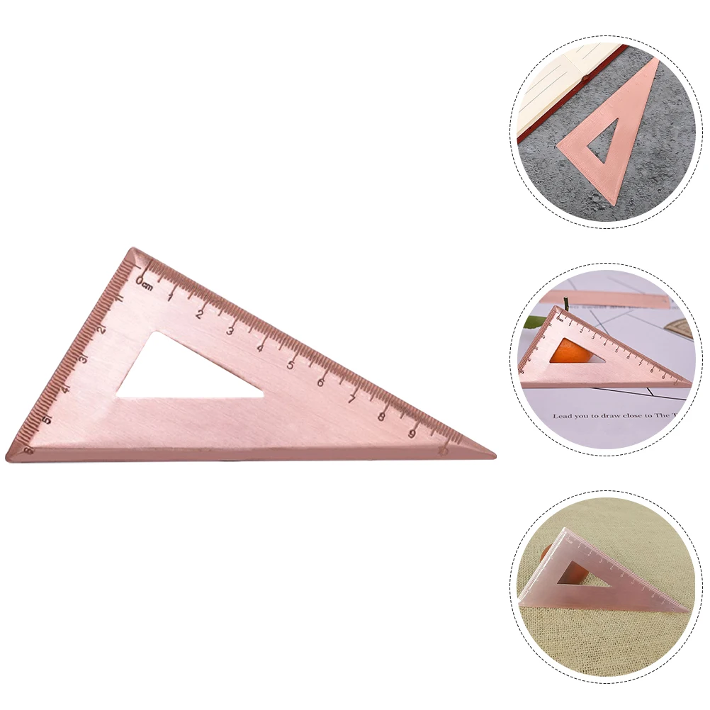 Copper Ruler Stationery Triangle Drafting Tool Precision Measurement Metal Engineering Scale Geometry Student Professional