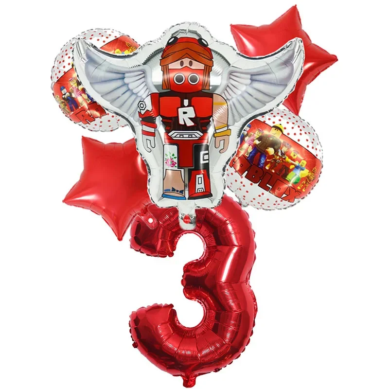 Roblox Balloon Set with Number Children\'s Birthday Party Decoration Supply Cartoon Character Aluminum Balloon Toys Kids Gifts