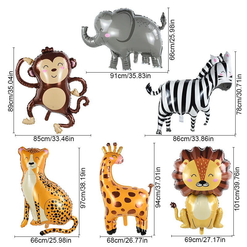 Giant Large Inflatable Animal Balloons Giraffe Zebra Elephant Monkey Jungle Safari Birthday Party Decor Baby Shower Globos Toys