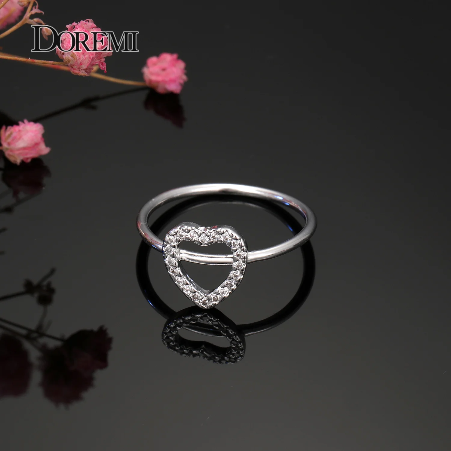 DOREMI Open Ring Custom Letter Jewelry Iced Out Zircon Stone Geometric letters fashion Ring For Women Handmade Jewelry For Gifts