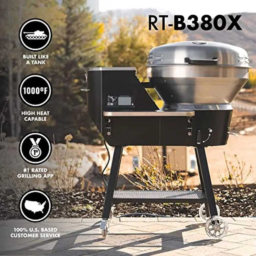 WiFi Enabled High Heat Pellet Grill Bullseye Deluxe Outdoor BBQ Cooking Stainless Steel Construction PID Control Extreme