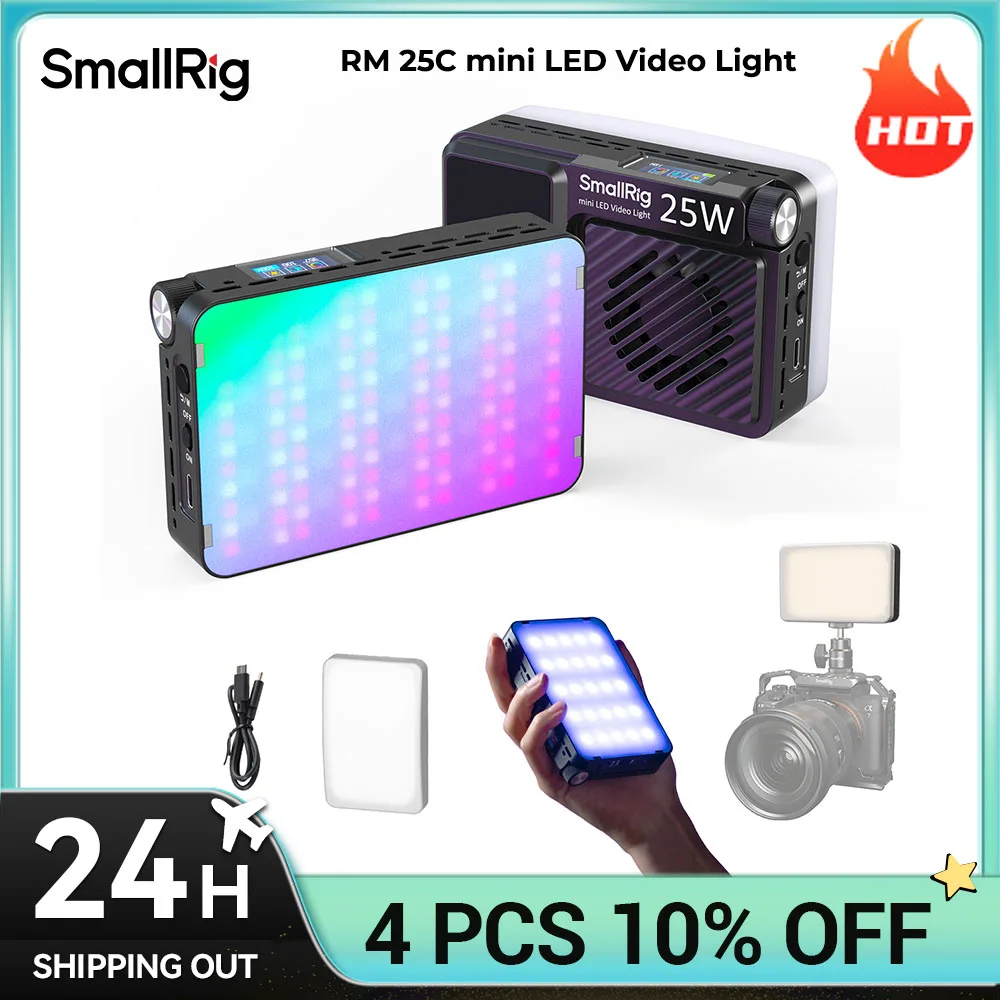 

SmallRig RM 25C RGB мини-светодиодный светильник для видео Компактный мощный магнитный монтаж RGB Полноцветный + 14 световых эффектов 5357
