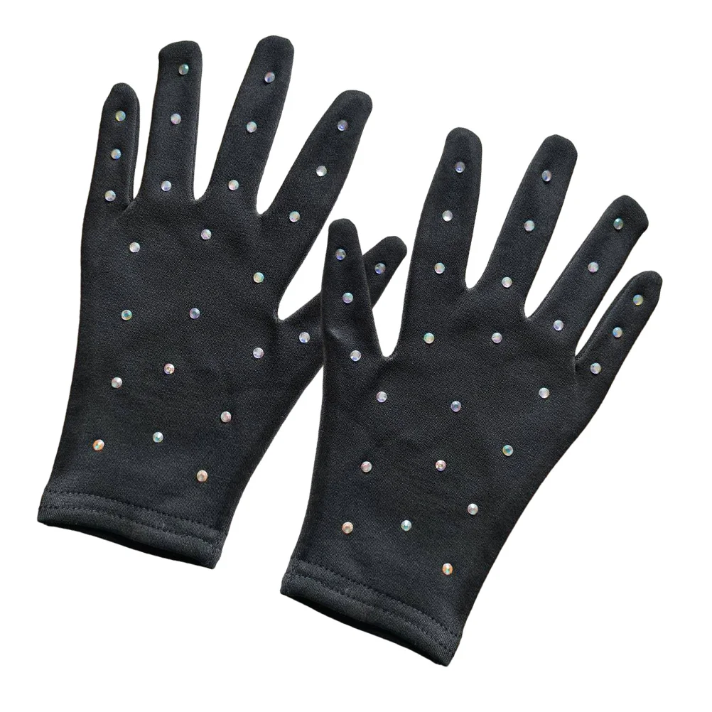 Guantes de patinaje fiesta dedo danza chica taladro caliente tela decorativa escenario infantil