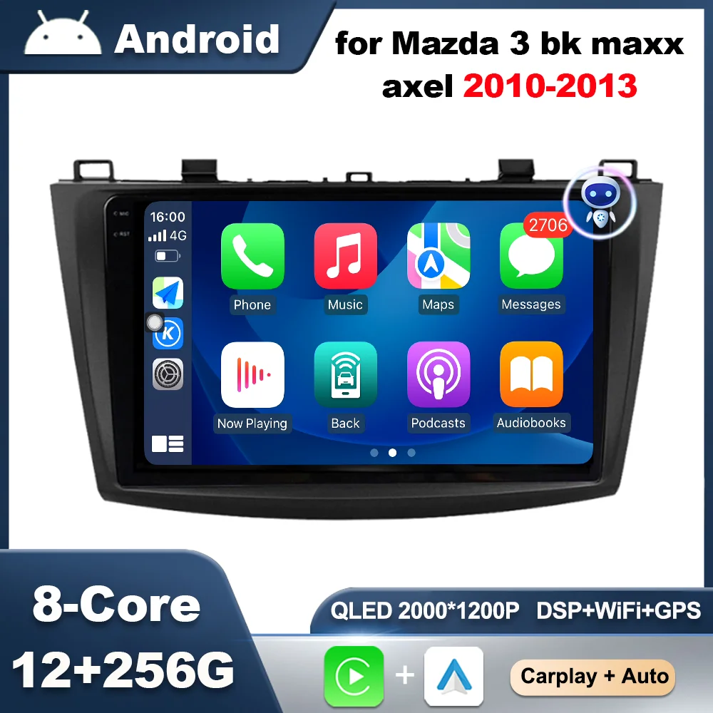 

Android OS Car Radio Video Multimedia Player GPS Navi Wireless Carplay 4G For Mazda 3 bk maxx axel 2010 - 2013 IPS Touch Screen