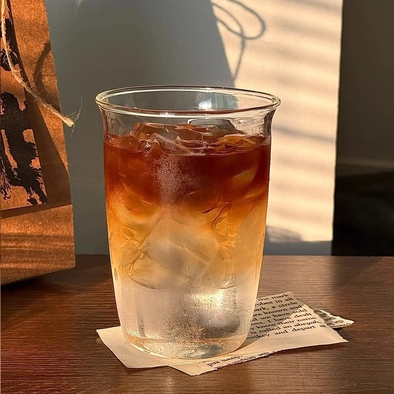 

INS Transparent Glass Cups Creative Stripe Cold Coffee Mug Ice Juice Cocktail Drinking Cup Drinkware Water Wine Glass Bottle