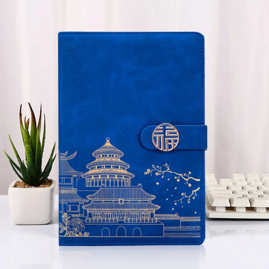 A5-Notizbuch aus Leder im chinesischen Stil, einfaches, verdicktes, geschlossenes Notizbuch mit Eisenschnalle, geeignet für Schüler und Büronutzung – Detail 3