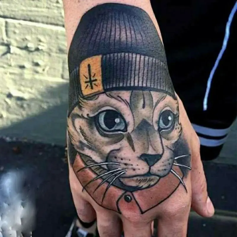 Luna store Coole Straße Hip Hop Katze temporäre Tattoos Cartoon schwarz Tatto Taille Arm Körper Kunst wasserdichte gefälschte Tattoo Aufkleber