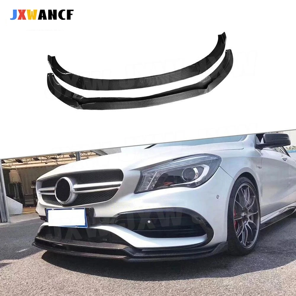 

JXWANCF 2PCS Carbon Fiber Bumper Chin Guard Double Front Lip Spoiler For Benz CLA Class W117 CLA45 AMG Facelift 2016-2019