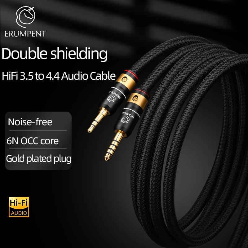 ERUMPENT HiFi 3.5mm to 4.4mm Audio Cable High Quality Dual Shielding Gold Plated 3.5 Jack to 4.4 Jack Aux Audio Cable