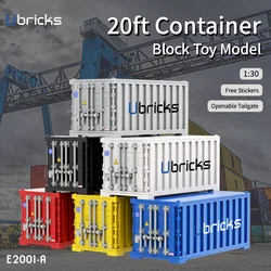 KEJI MOC 20ft Shipping Container Model 1:30 Cargo 20' Transport Box Accessory Building Blocks Kits Kids Toy Boy Christmas Gifts