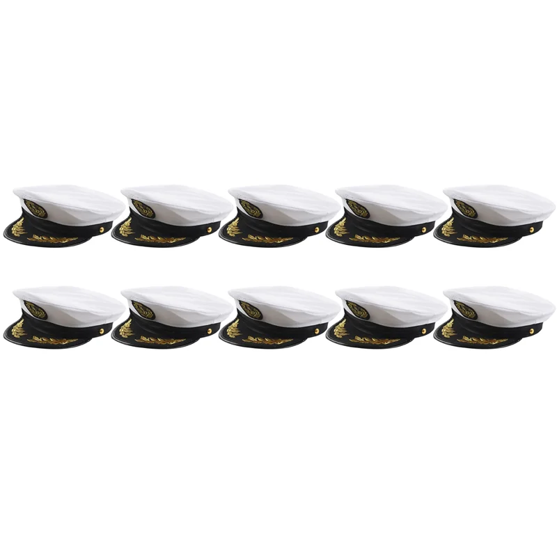 

AU-10X Adult Yacht Boat Captain Hat Navy Cap Ship Sailor Costume Party Fancy Dress Black+White