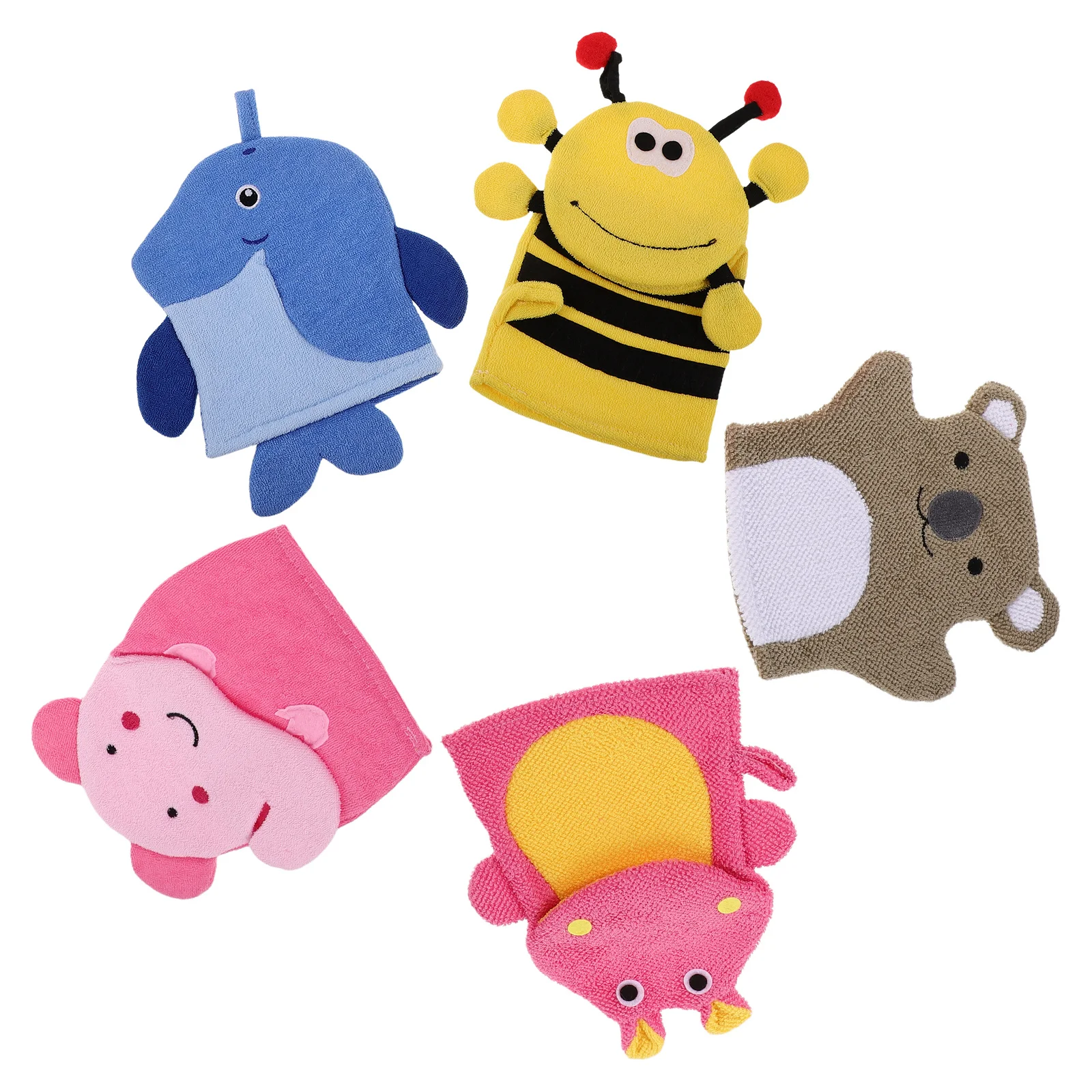 5 قطعة قفازات تقشير للأطفال للاستحمام بتصميم حيوانات قفازات تنظيف عميقة قفازات غسيل الجسم قفازات حمام للأطفال والسفر إلى المنزل #4