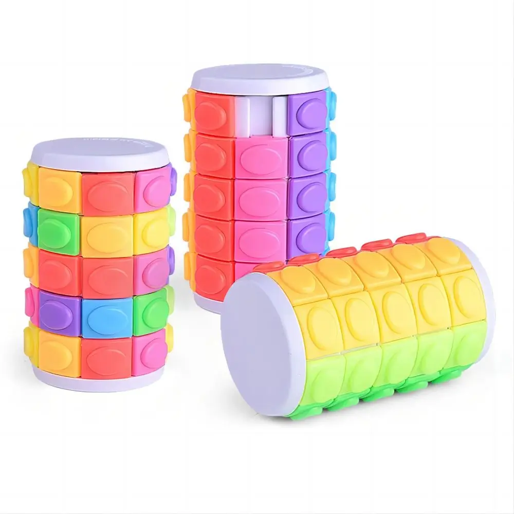 Magic Cube Puzzle 3D Cylinder Puzzle Rotate Fidget Toy Multi-Layer Brain Teasers Slide Logic Hand Game Colorful Sliding Sensor