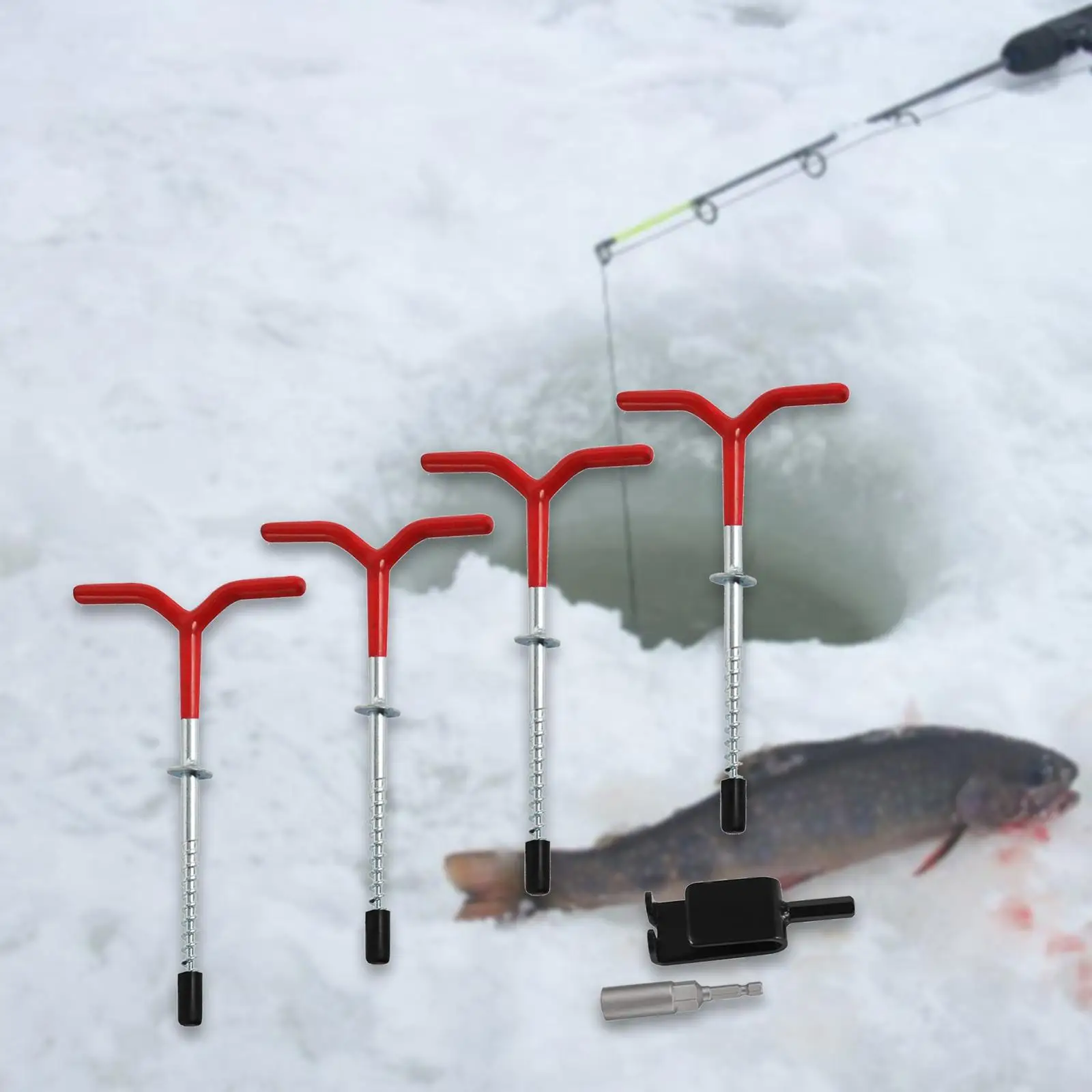 4 Pieces Ice Fishing Anchors Ice Anchor Tool Winter Fishing Tent Accessories for Fixing Ice Shelters Strong Ice Shanty Anchors