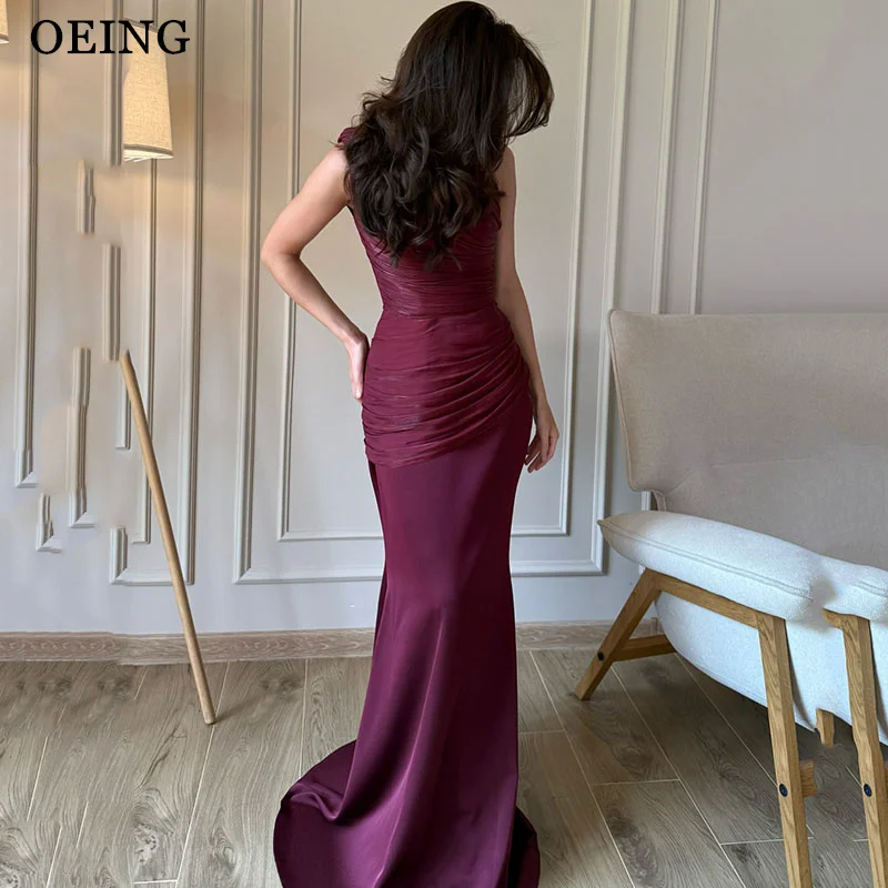 

OEING Simple Mermaid Burgundy Prom Dress One Shoulder Sleeveless Party Dresses فساتين سهرة 2025 Customized