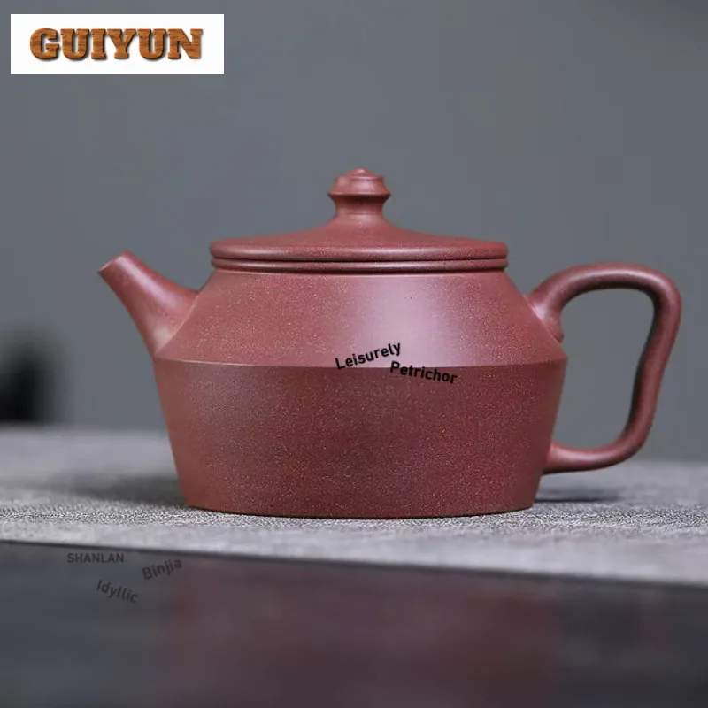 

410ml Luxury Yixing Purple Clay Teapots Handmade Cloud Shoulder Pot Raw Ore Peach Blossom Sweating Mud Kettle Zisha Tea Set