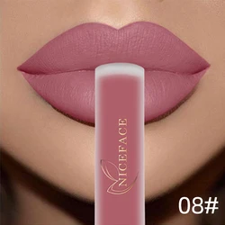 NICEFACE Lip Gloss Waterproof Matte Liquid Lipstick Long Lasting Velvet Lipgloss Tint Tube Nude Pigment Lips Makeup For Women