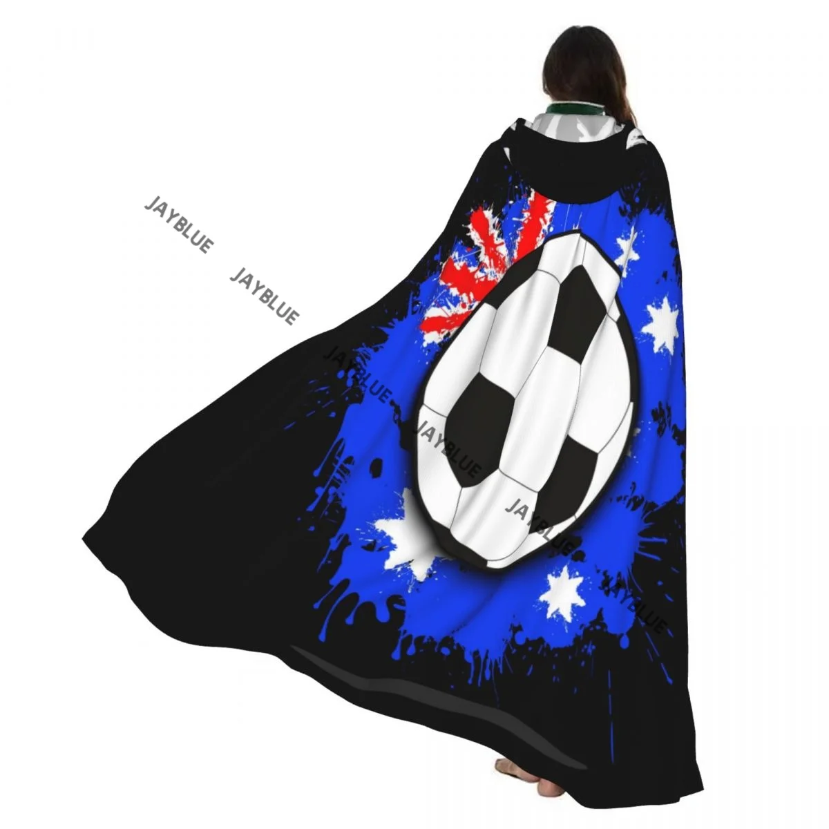 

Unisex Adult Australia Flag Soccer Ball Against Pattern Cloak with Hood Long Witch Costume Cosplay