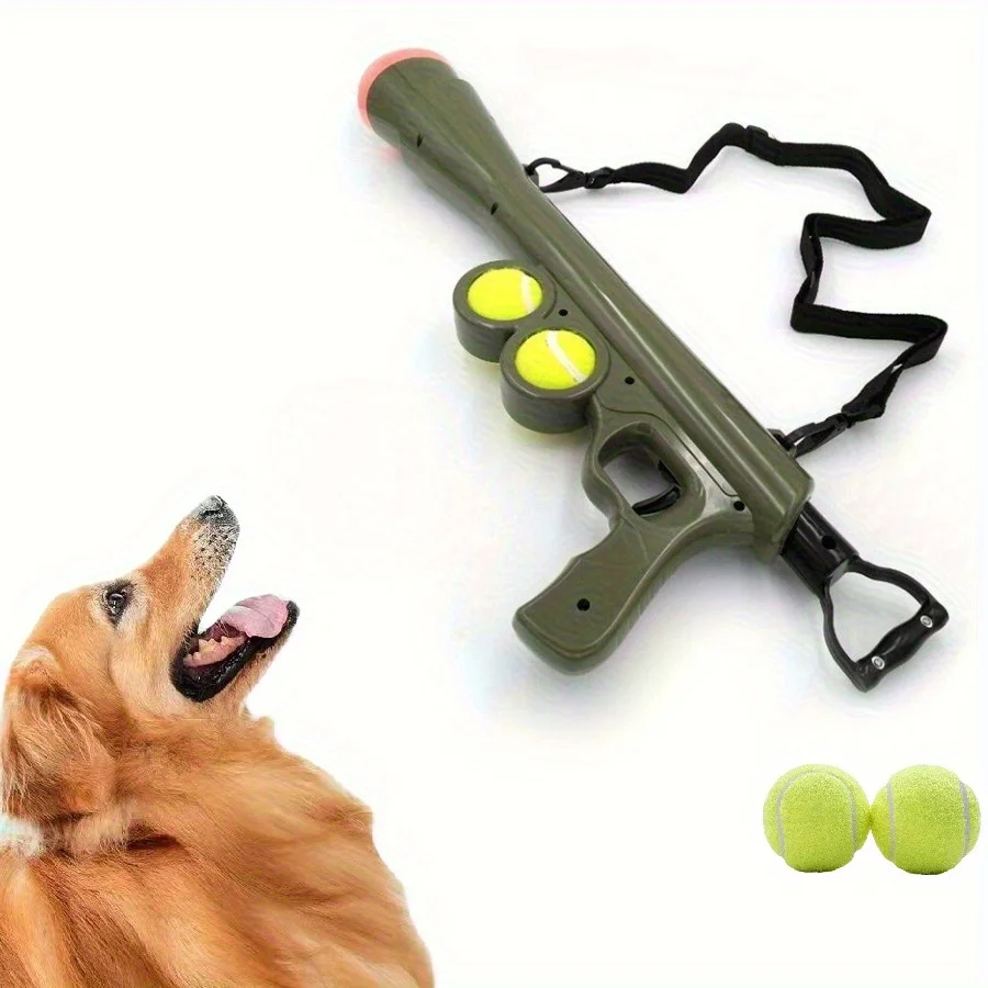 

Launch & Fetch Tennis Ball Launcher Dog Toy Interactive Dog Fetch Toy Launches Up to 65 Feet Hands-Free Pickup Includes 2 Tennis