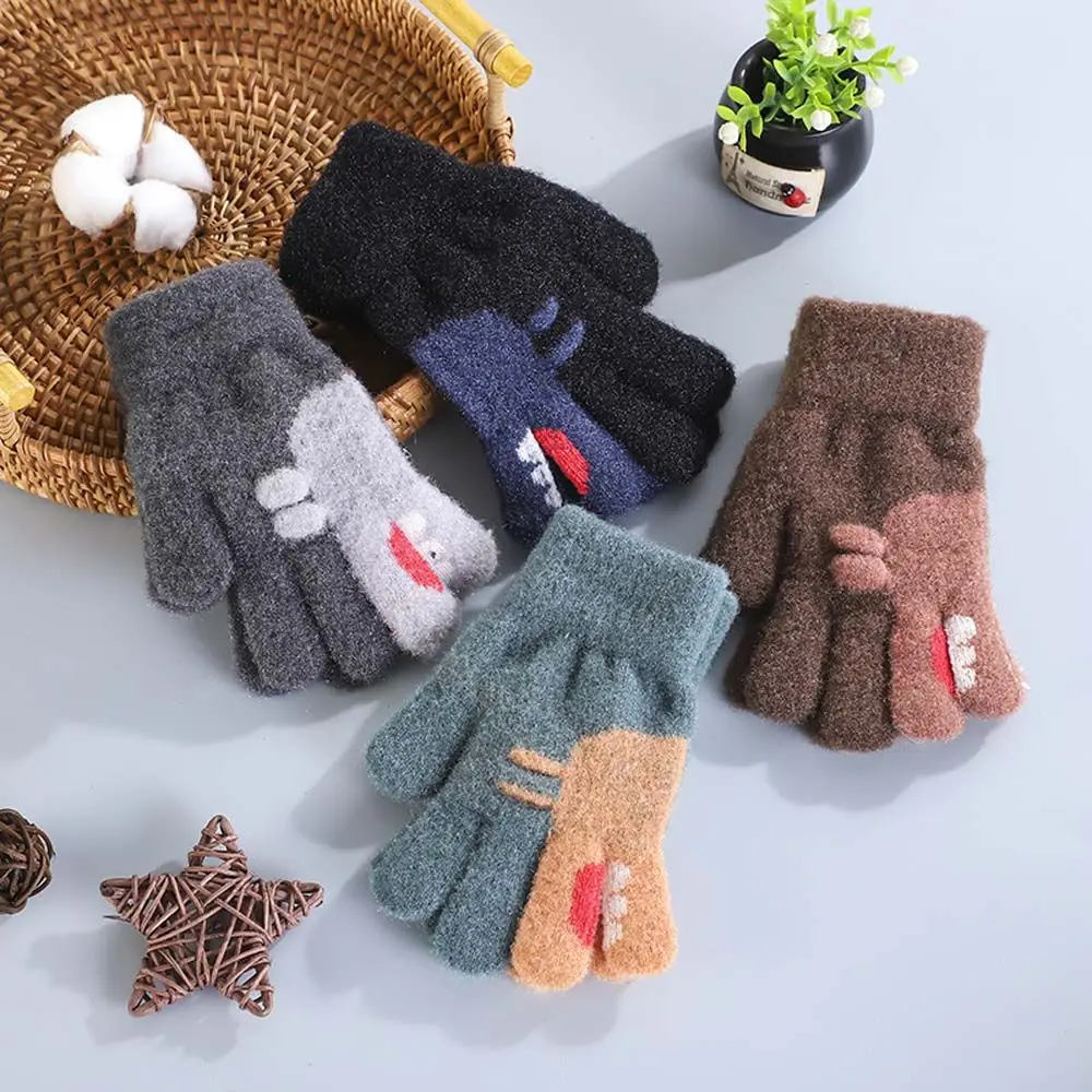 Split ​Finger Gloves Full Finger Winter Ski Children Fleece Gloves Baby Thick Kintted Mittens Kids Gift Infant Thermal Gloves