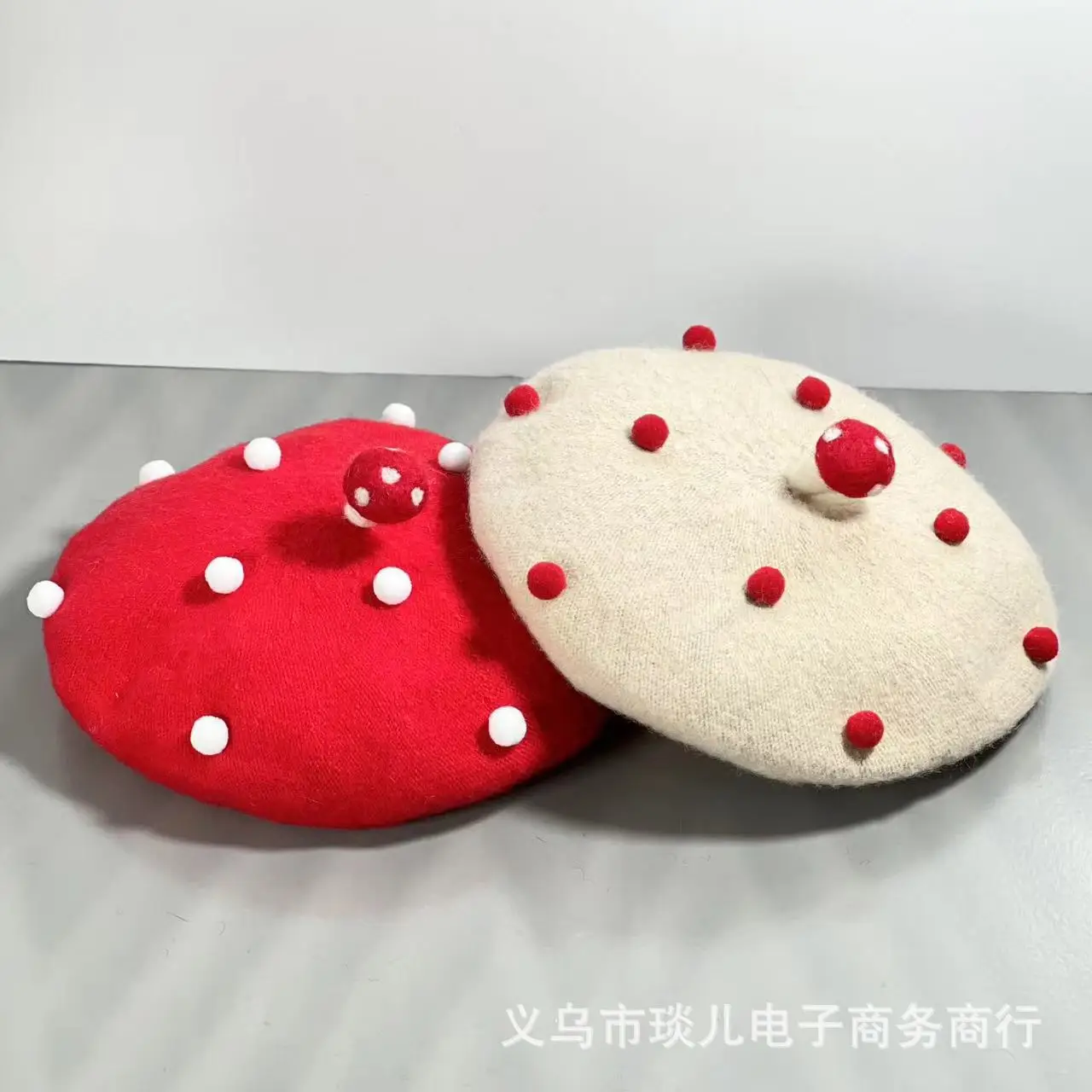 الوالدين والطفل لطيف الفطر منقط فتاة الرسام اليقطين قبعة النمط الفني الصوف متماسكة قبعة صغيرة الطازجة برعم قبعة فاخرة 4m816