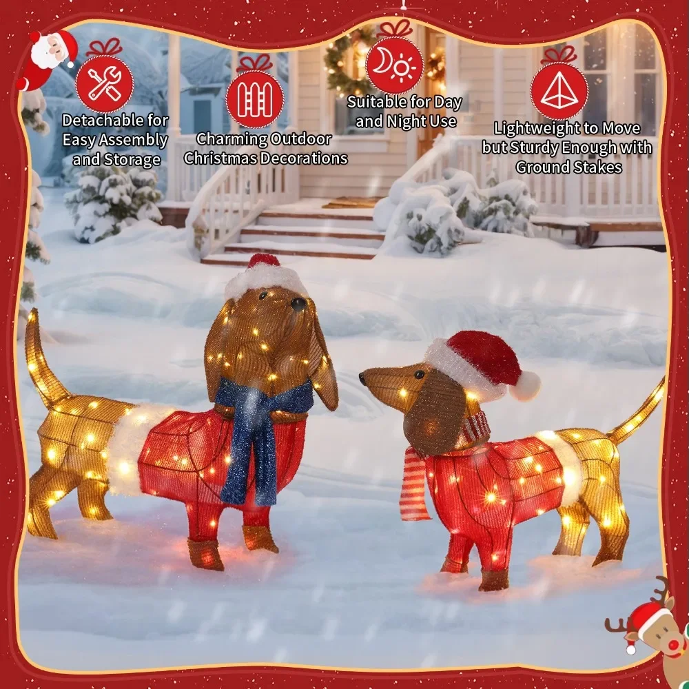 

2 Piece In/Outdoor Christmas Decorations LED Animals Lighted for Holiday Party