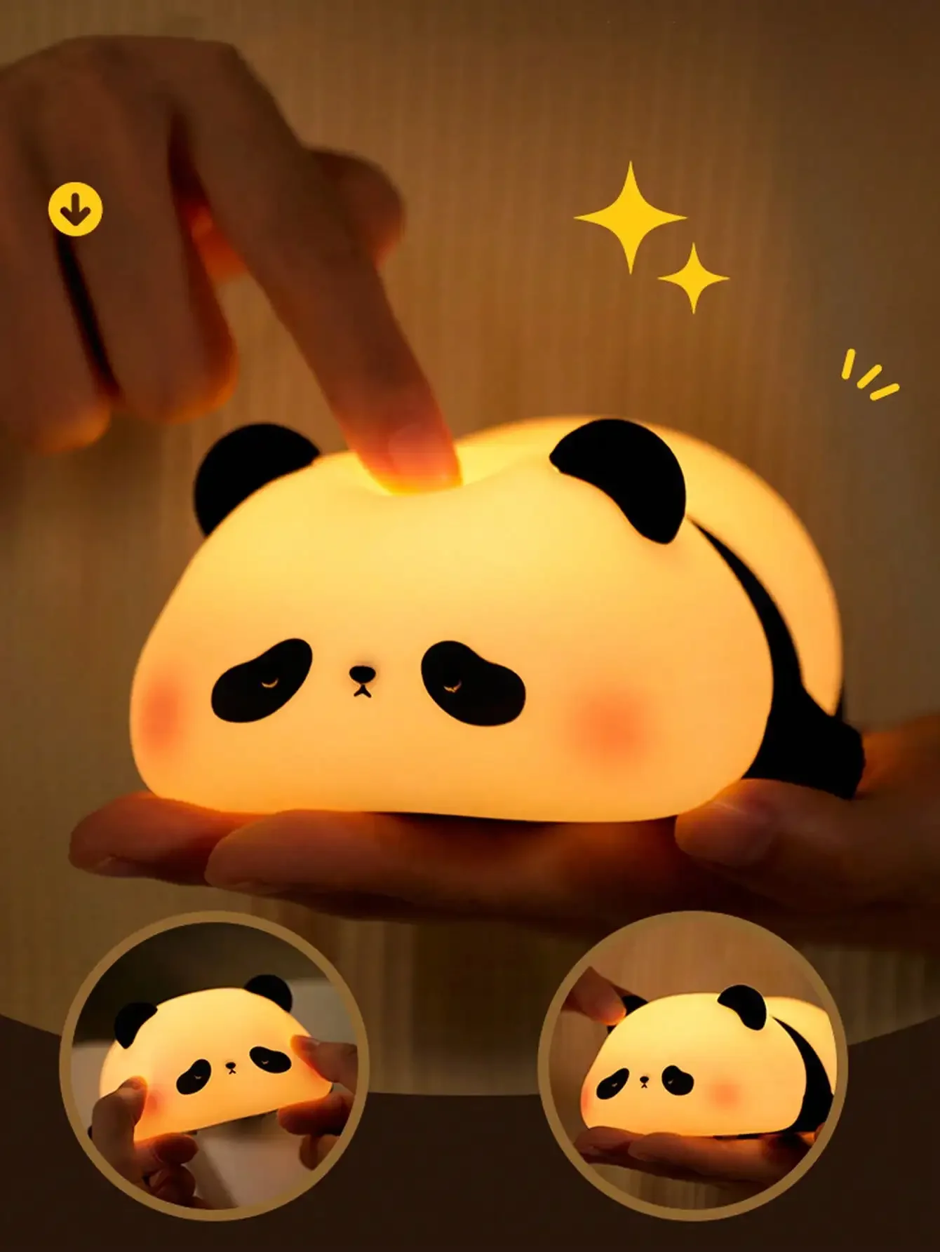 

Cute Panda Night Light, Soft Silicone Animal Shape, Portable Bedside Lamp, Adds Ambiance To Any Room, Suitable For Bedroom Or Living Room, Also A Fun Home Decoration [Large/Small: Constant Light | USB Version: Touch Dimming & 30-Minute Timer]